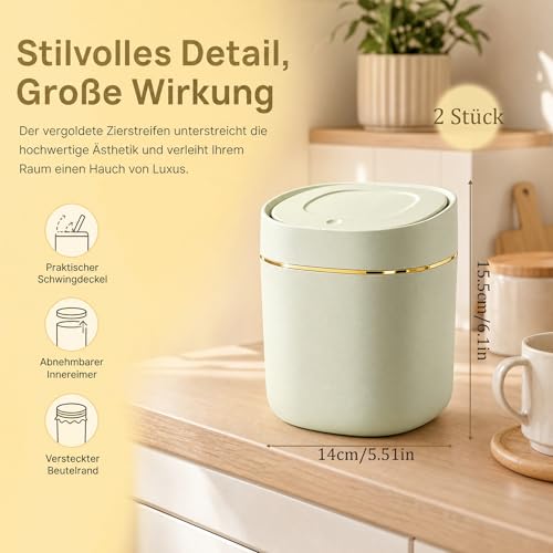 2 Stücke Tischmülleimer mit Deckel Set Tischabfalleimer Müllsäcke Kosmetik