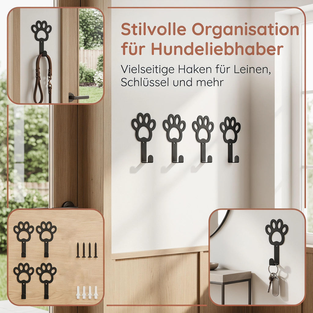 Hundegarderobe, 4er Set Hundeleinen Halterung(9.8 × 7 cm)
