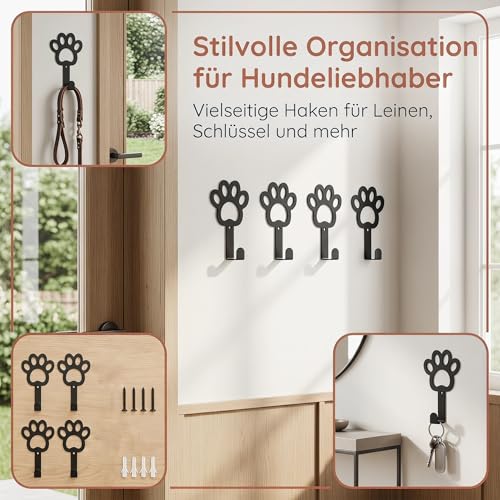 Hundegarderobe, 4er Set Hundeleinen Halterung(9.8 × 7 cm)