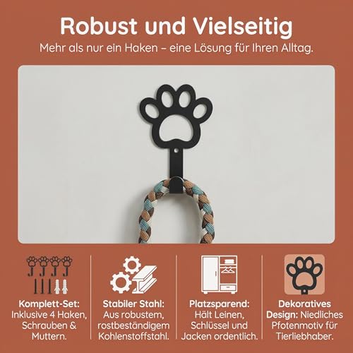 Hundegarderobe, 4er Set Hundeleinen Halterung(9.8 × 7 cm)