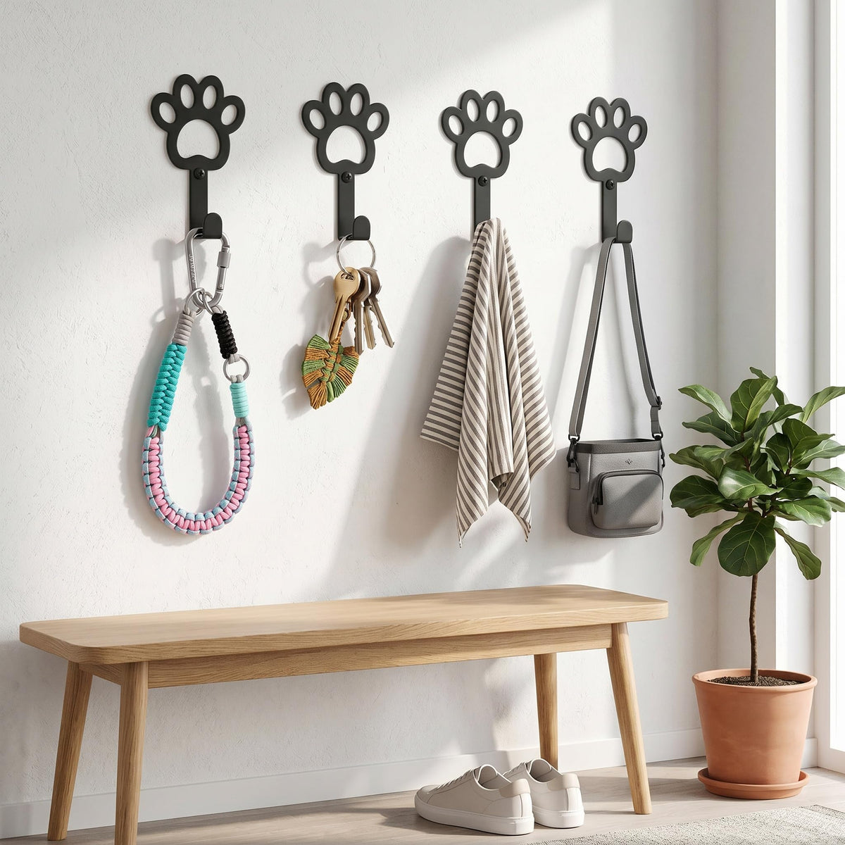 Hundegarderobe, 4er Set Hundeleinen Halterung(9.8 × 7 cm)