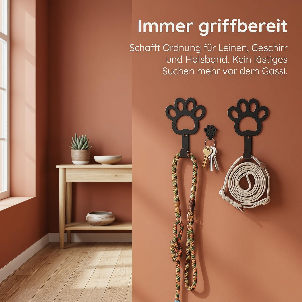 Hundegarderobe, 4er Set Hundeleinen Halterung(9.8 × 7 cm)