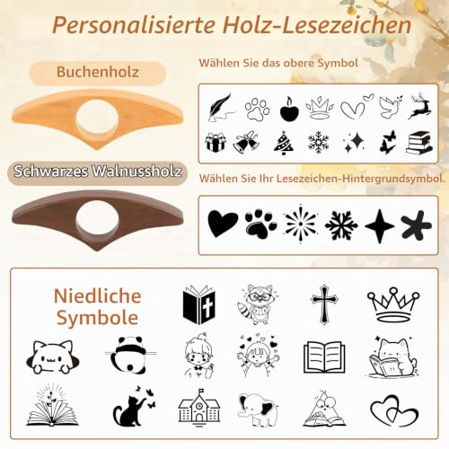 Personalisierter Buchseitenhalter, individuell gestalteter Daumenseitenhalter aus Holz mit Gravur, Leseaccessoire für Bücherliebhaber, Lehrer, Frauen und Männer, Geschenkidee für Bücherfreunde