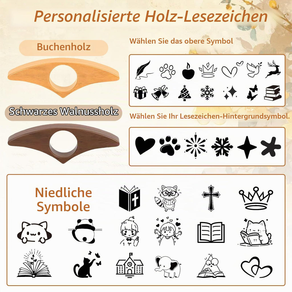Personalisierter Buchseitenhalter, individuell gestalteter Daumenseitenhalter aus Holz mit Gravur, Leseaccessoire für Bücherliebhaber, Lehrer, Frauen und Männer, Geschenkidee für Bücherfreunde