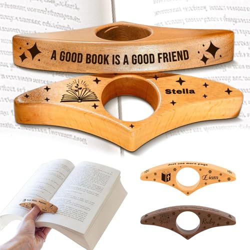 Personalisierter Buchseitenhalter, individuell gestalteter Daumenseitenhalter aus Holz mit Gravur, Leseaccessoire für Bücherliebhaber, Lehrer, Frauen und Männer, Geschenkidee für Bücherfreunde