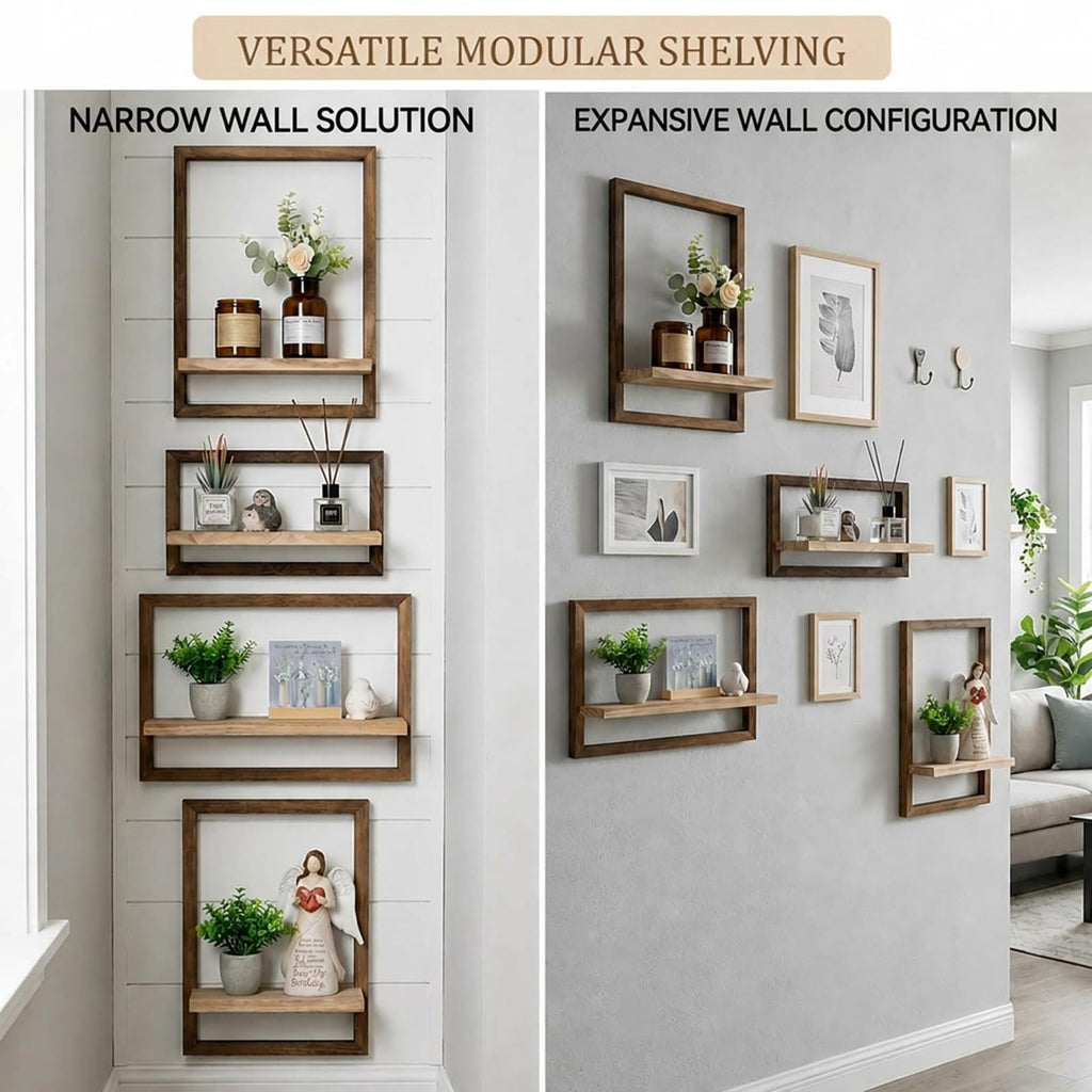 Wandregal Holz Rustikal Wanddeko Quadratische Schweberegale