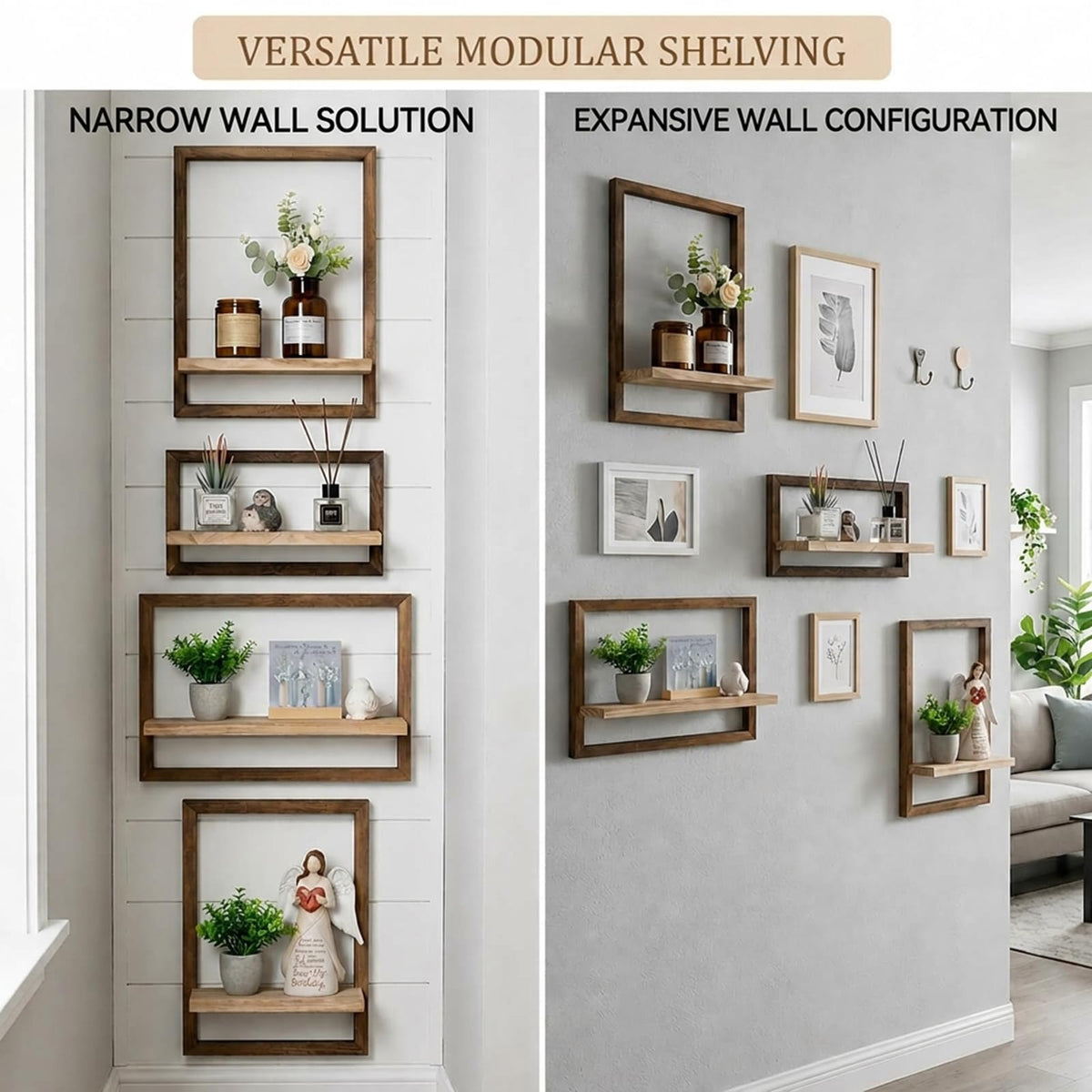 Wandregal Holz Rustikal Wanddeko Quadratische Schweberegale