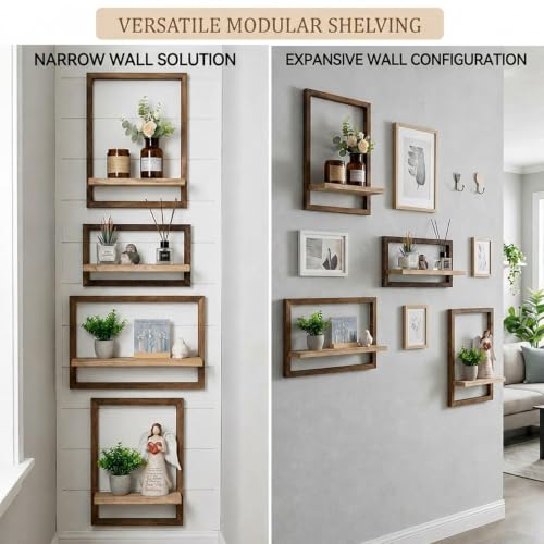 Wandregal Holz Rustikal Wanddeko Quadratische Schweberegale