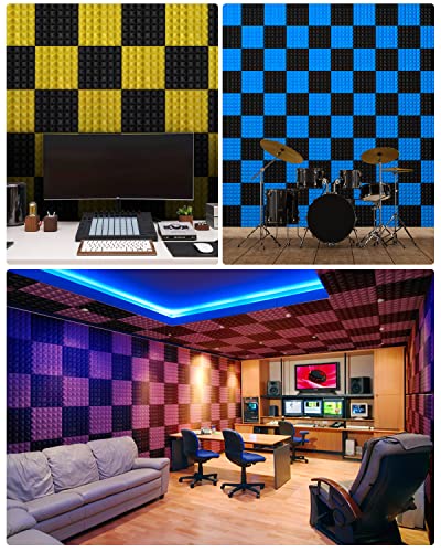 Soundsbay Akustikschaumstoff Pyramide mit Kleber 12 Stück Schwarz 30x30x5cm