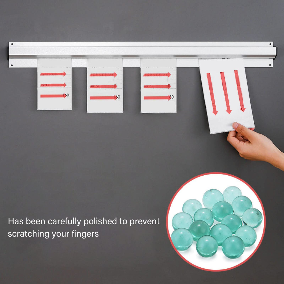 CHICIRIS Aluminium-Schiebekartenständer, Flexibler Bestellhalter für Küche, Restaurant, Gerilltes Design für Stiftaufbewahrung