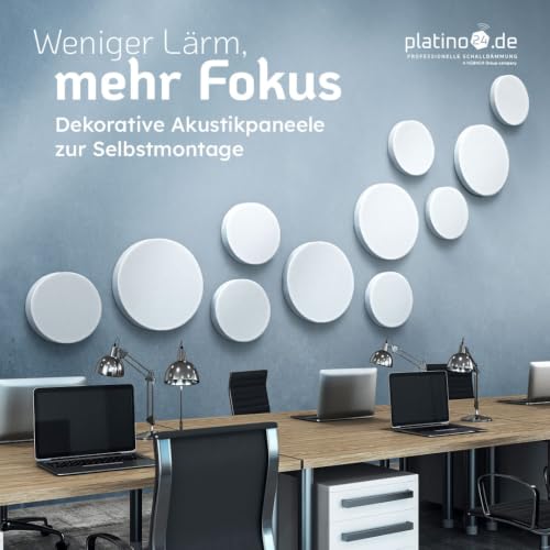platino24 Schallabsorber rund – Wand und Decke – 55x5cm – Hellgrau
