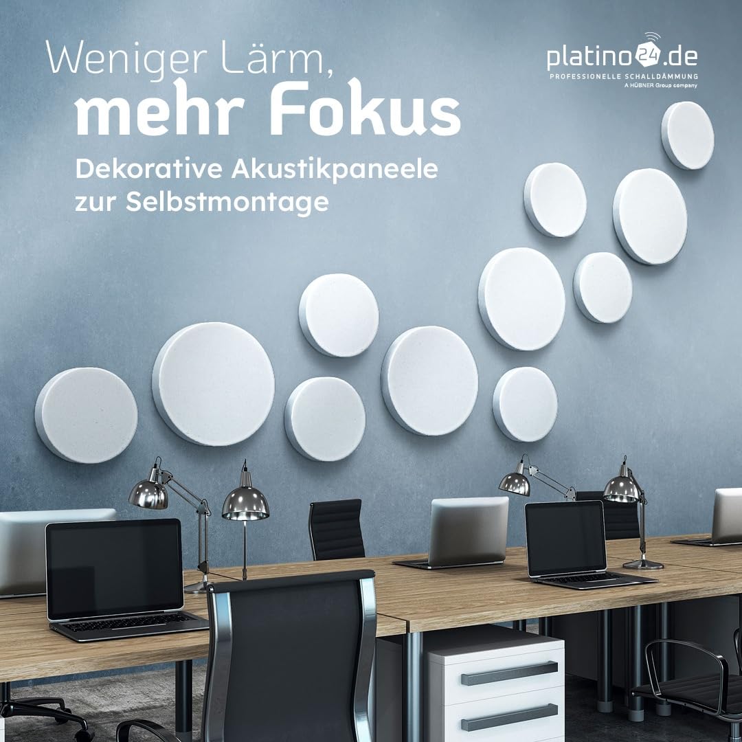 platino24 Schallabsorber rund – Wand und Decke – 55x5cm – Hellgrau