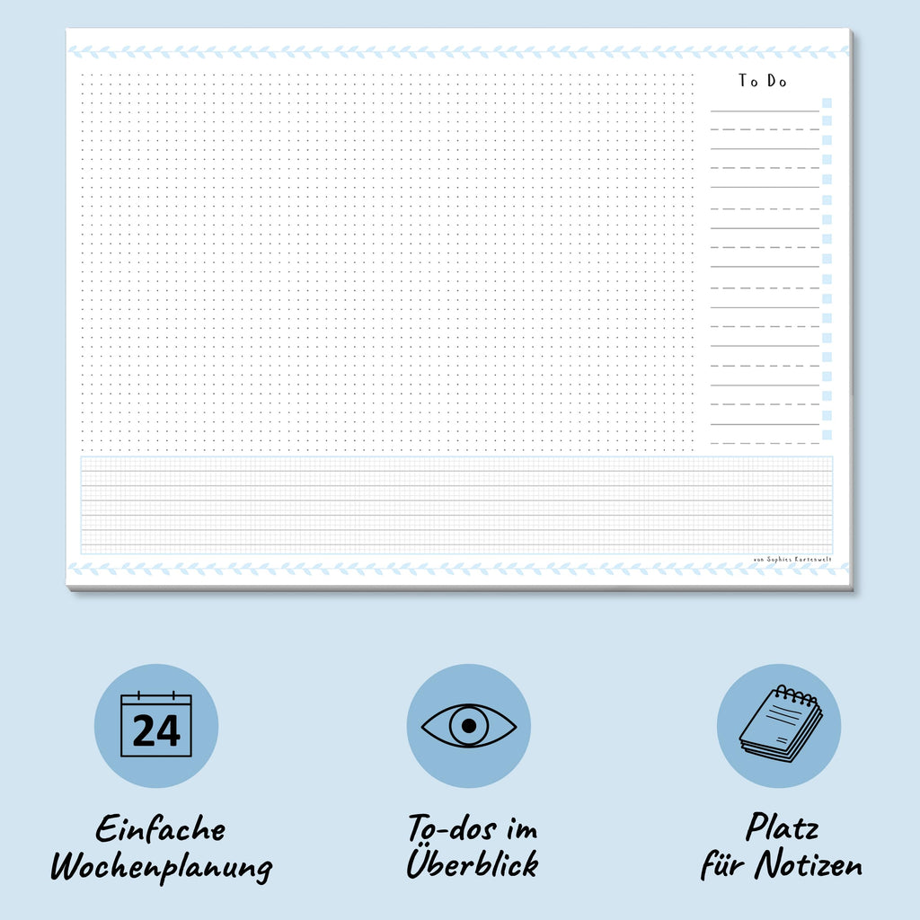 Sophies Kartenwelt Schreibtischunterlage A3 Papier mit To-Do-Liste Kalender
