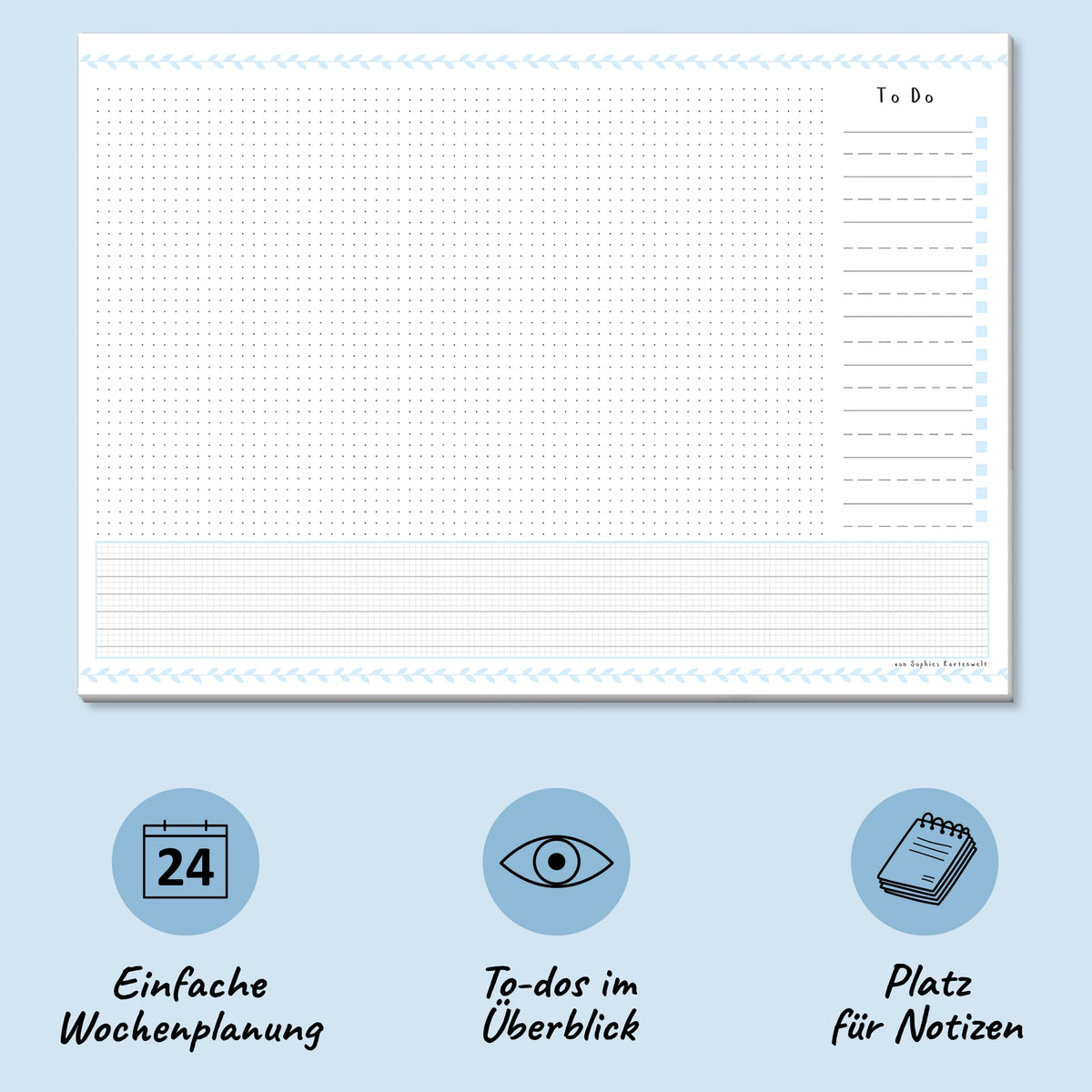 Sophies Kartenwelt Schreibtischunterlage A3 Papier mit To-Do-Liste Kalender