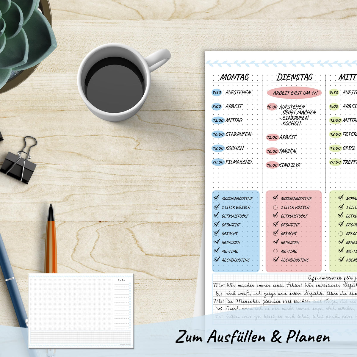 Sophies Kartenwelt Schreibtischunterlage A3 Papier mit To-Do-Liste Kalender