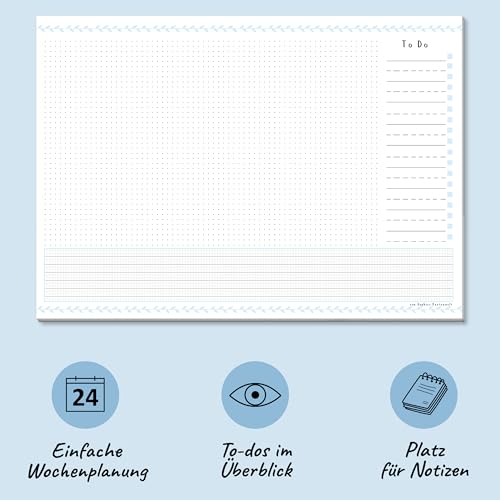 Sophies Kartenwelt Schreibtischunterlage A3 Papier mit To-Do-Liste Kalender