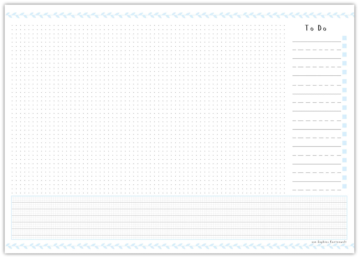 Sophies Kartenwelt Schreibtischunterlage A3 Papier mit To-Do-Liste Kalender