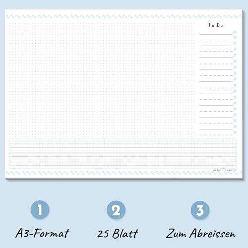 Sophies Kartenwelt Schreibtischunterlage A3 Papier mit To-Do-Liste Kalender