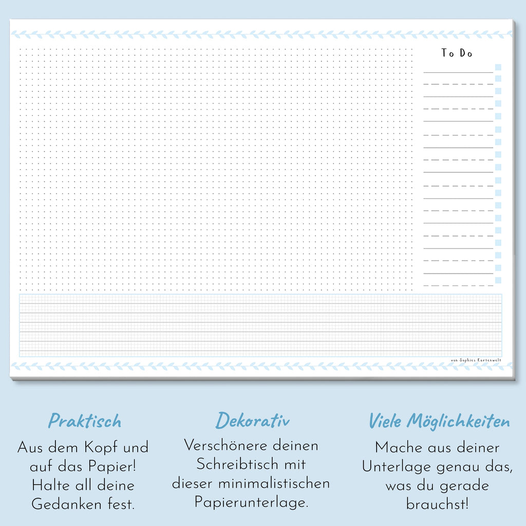 Sophies Kartenwelt Schreibtischunterlage A3 Papier mit To-Do-Liste Kalender