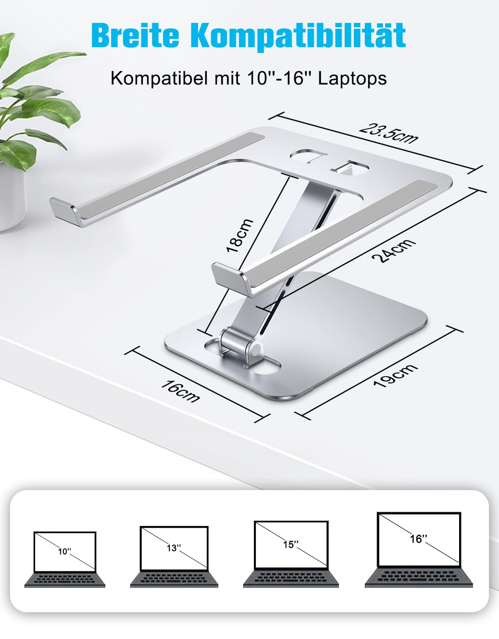 Babacom Laptop Ständer Höhenverstellbar, Faltbarer aus Aluminiumlegierung