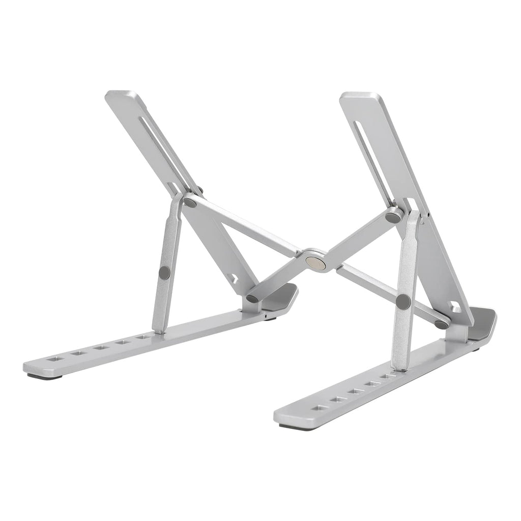 Amazon Basics Faltbarer Laptopständer, 6-stufig Verstellbar, Leichtes Tragbares Design, Ideal für Ergonomisches Arbeiten, Passend für 10" (25,4cm) bis 15,6" (39,6cm) Laptops, Silber