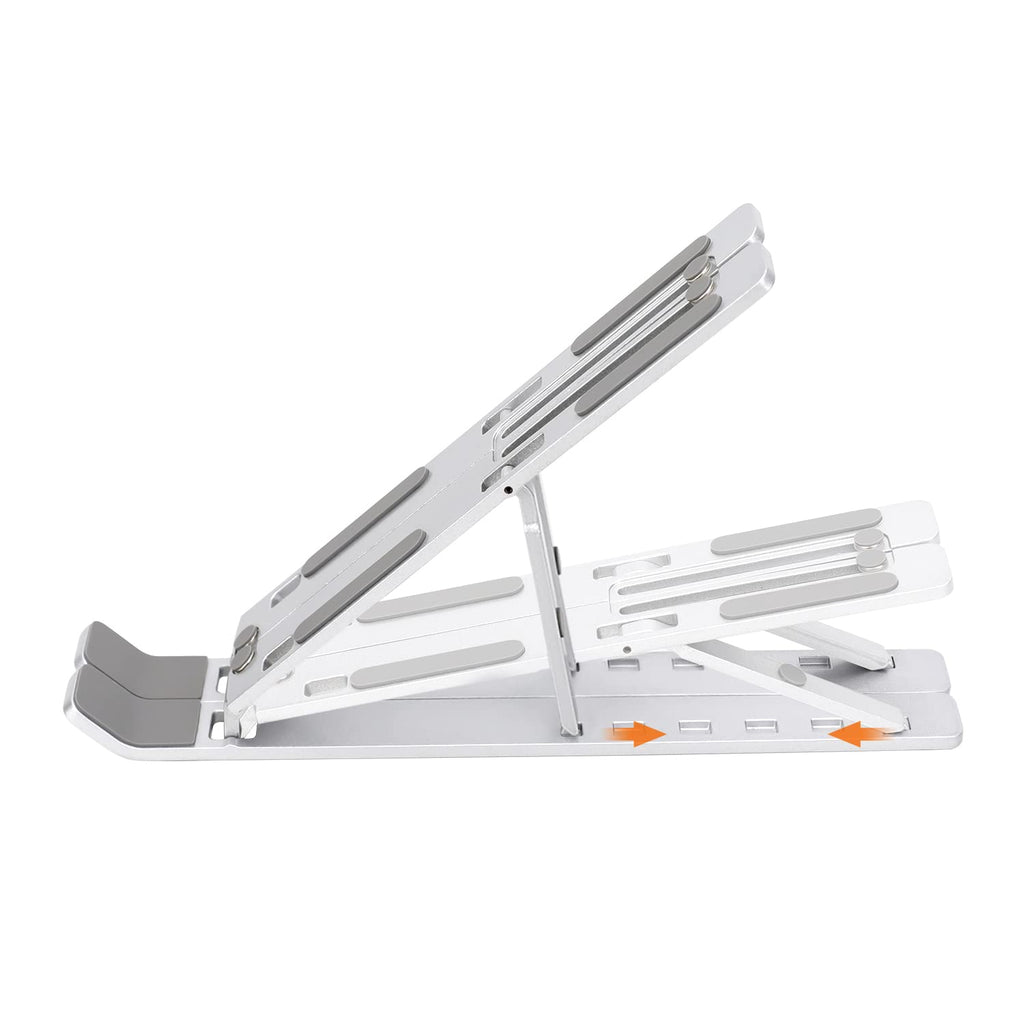 Amazon Basics Faltbarer Laptopständer, 6-stufig Verstellbar, Leichtes Tragbares Design, Ideal für Ergonomisches Arbeiten, Passend für 10" (25,4cm) bis 15,6" (39,6cm) Laptops, Silber