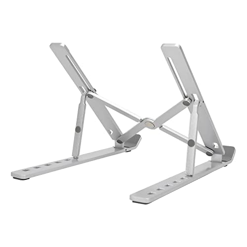 Amazon Basics Faltbarer Laptopständer, 6-stufig Verstellbar, Leichtes Tragbares Design, Ideal für Ergonomisches Arbeiten, Passend für 10" (25,4cm) bis 15,6" (39,6cm) Laptops, Silber