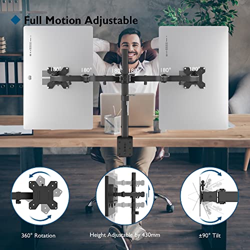 BONTEC Monitor Halterung 2 Monitore für 13-27 Zoll, 10 kg pro Arm, Schwarz