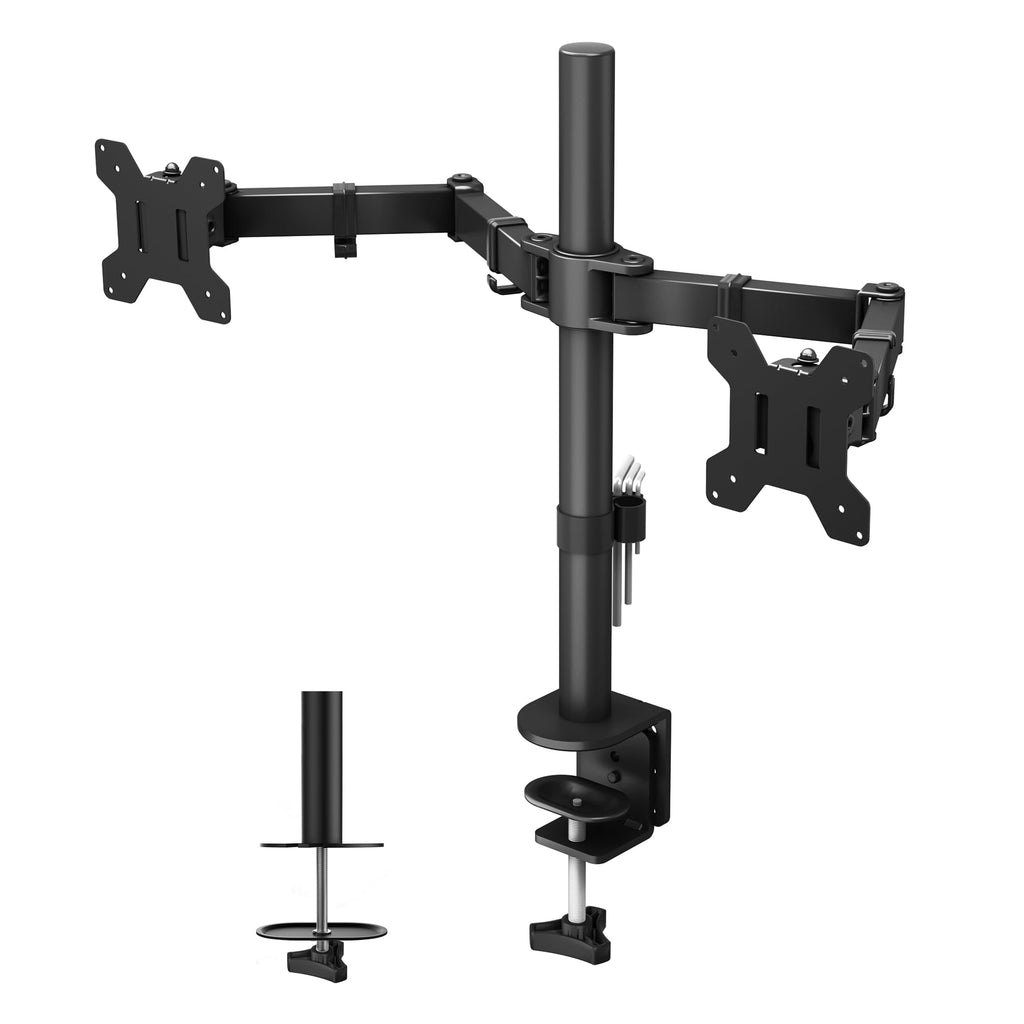 BONTEC Monitor Halterung 2 Monitore für 13-27 Zoll, 10 kg pro Arm, Schwarz