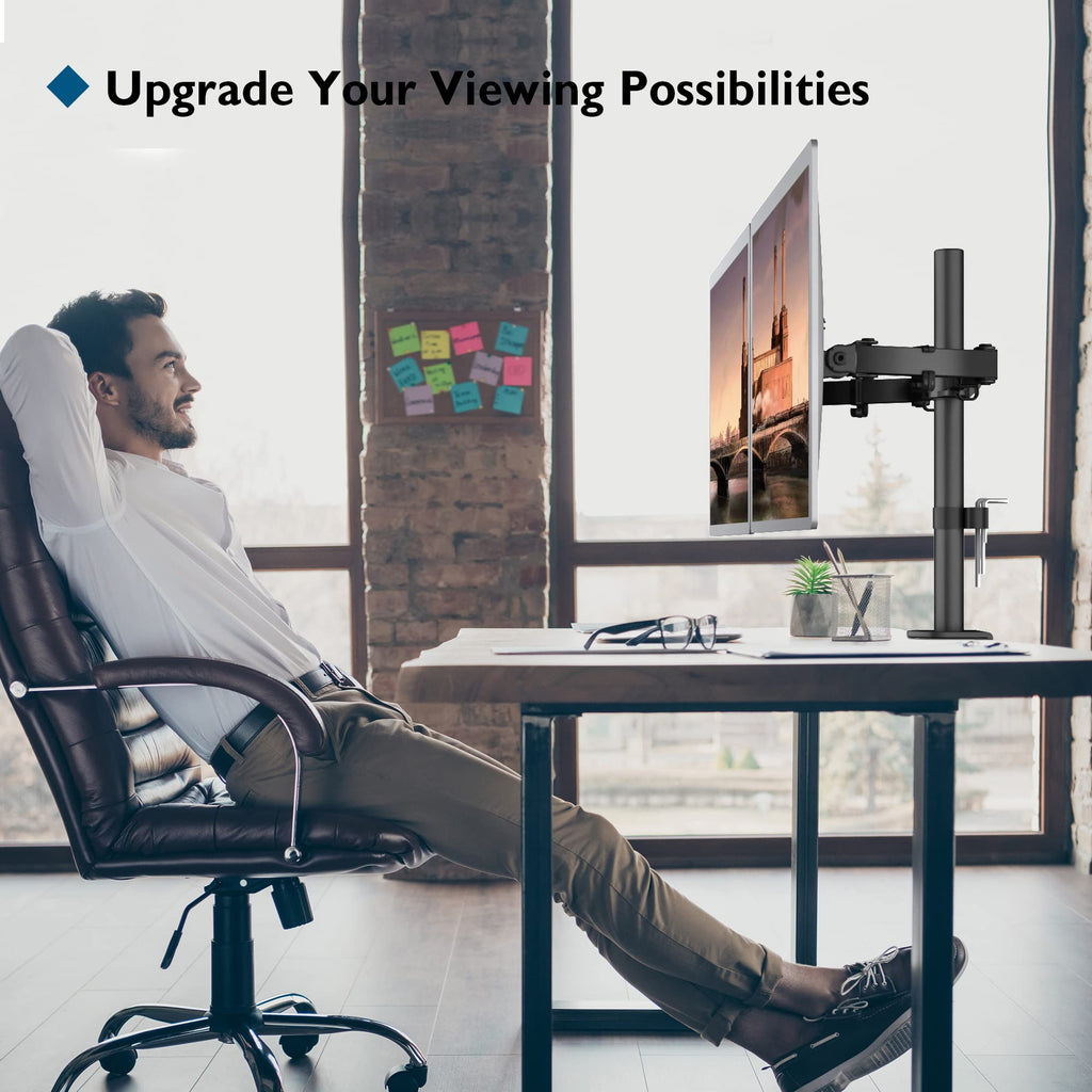 BONTEC Monitor Halterung 2 Monitore für 13-27 Zoll, 10 kg pro Arm, Schwarz