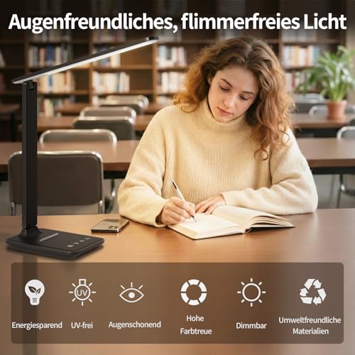 Schreibtischlampe LED Dimmbar für Büro, Lesen und Homeoffice