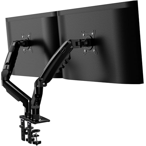 Invision Monitor Halterung für 19-32 Zoll Bildschirme - VESA 75 & 100 mm - Schreibtischklemme Ständer - Höhenverstellbar Neigungen Schwenken Dreht - Erhöhte Tragfähigkeit von 2-9 kg - MX400 Doppelarm