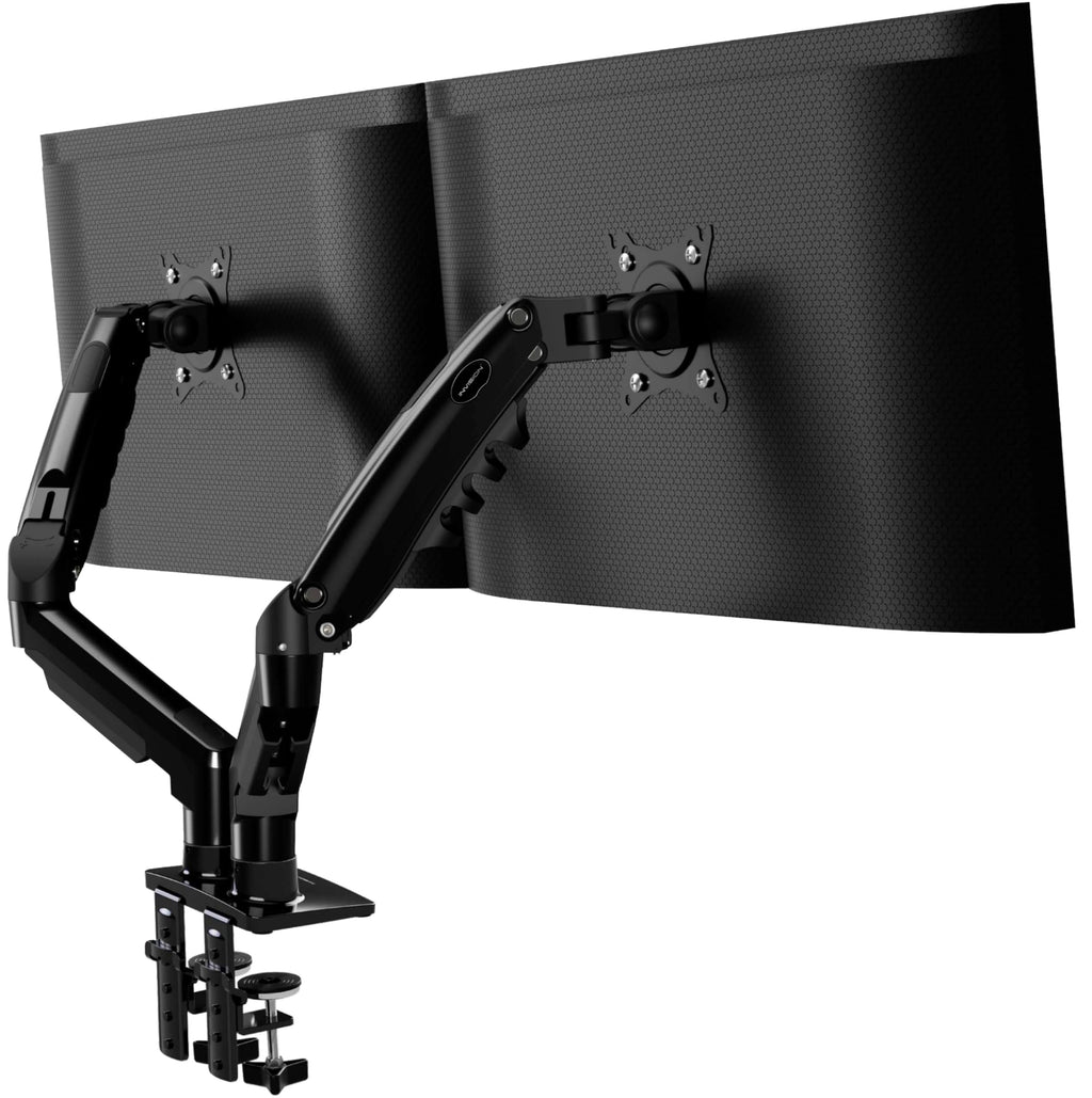 Invision Monitor Halterung für 19-32 Zoll Bildschirme - VESA 75 & 100 mm - Schreibtischklemme Ständer - Höhenverstellbar Neigungen Schwenken Dreht - Erhöhte Tragfähigkeit von 2-9 kg - MX400 Doppelarm