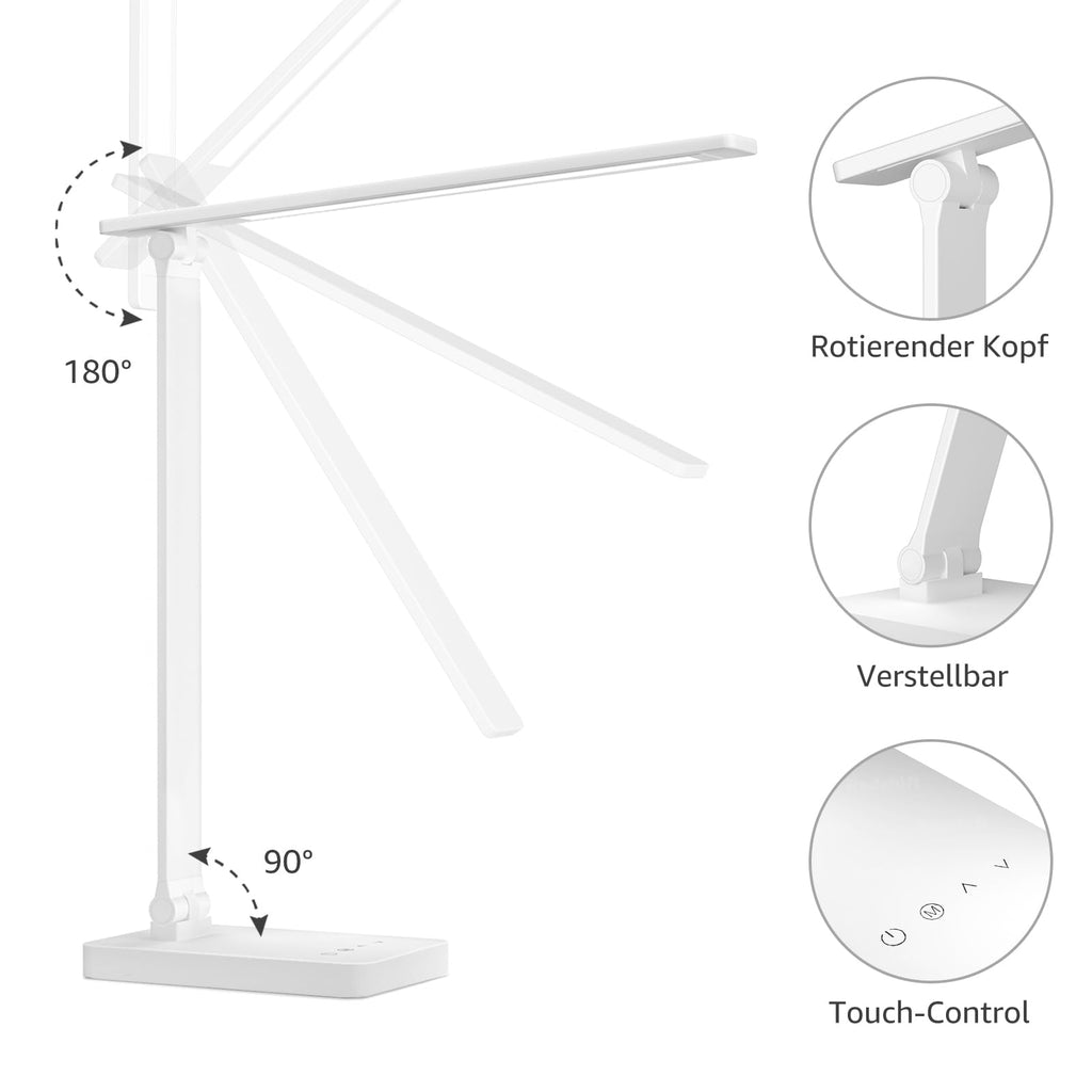 Lepro Schreibtischlampe LED, Dimmbar, 800LM 3 Farben & 5 Helligkeitsstufen