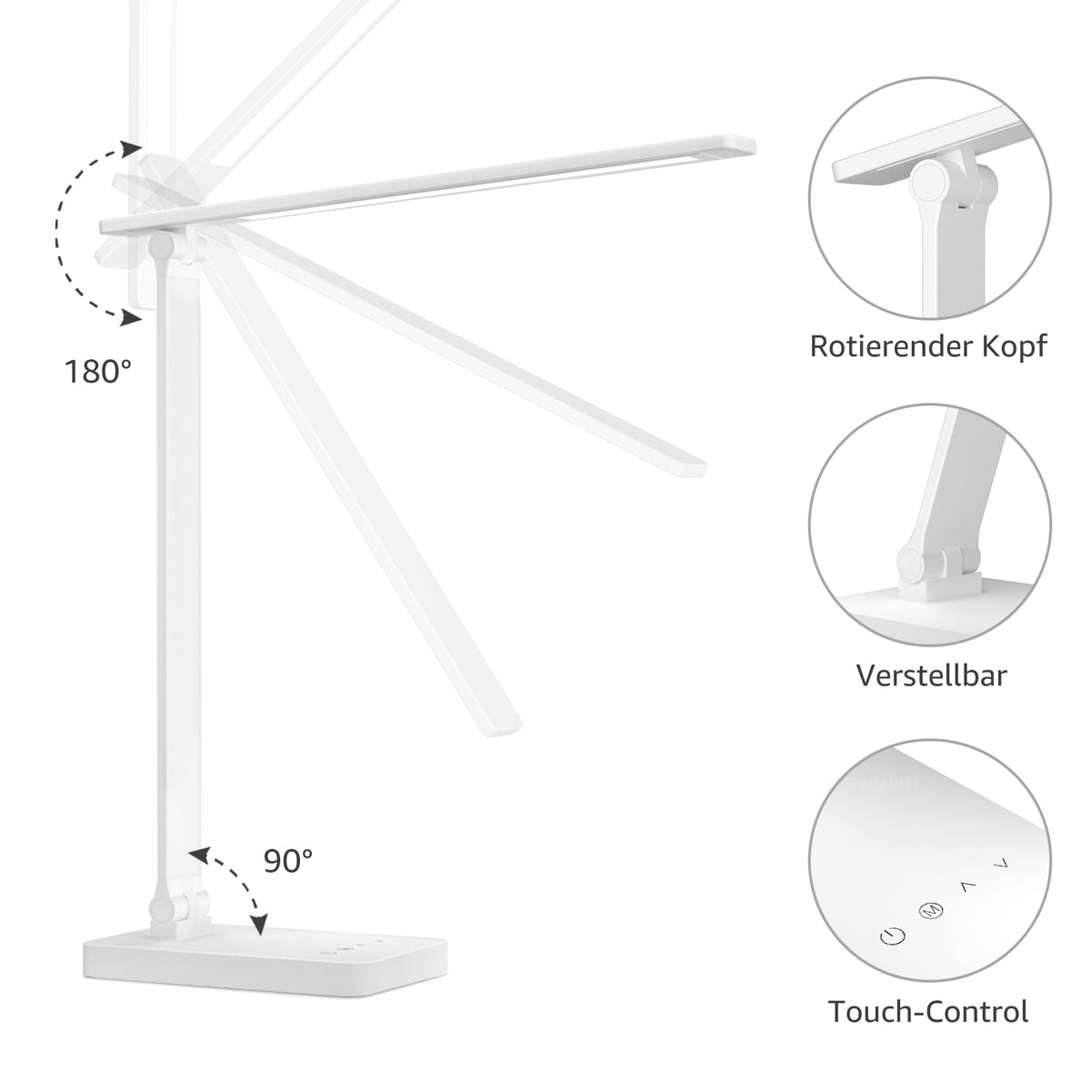 Lepro Schreibtischlampe LED, Dimmbar, 800LM 3 Farben & 5 Helligkeitsstufen