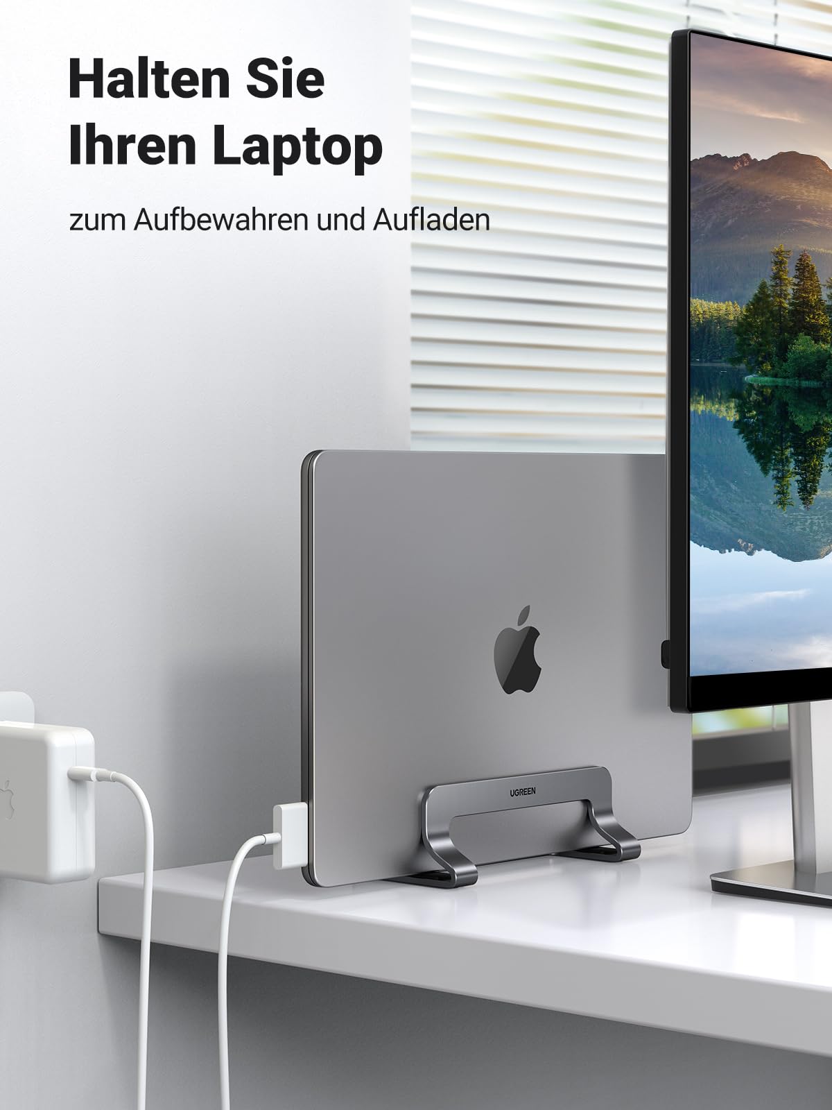 UGREEN Laptop Ständer Vertikaler Aluminium mit Thermischer Basis (Grau)