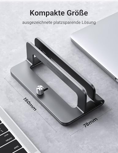 UGREEN Laptop Ständer Vertikaler Aluminium mit Thermischer Basis (Grau)