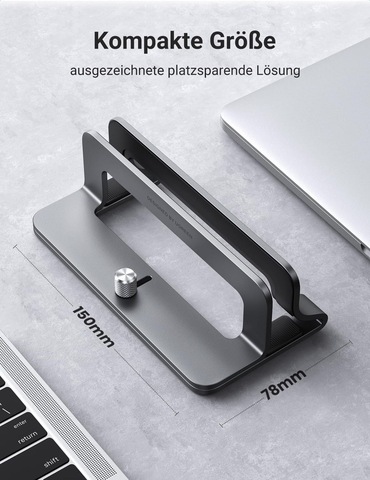 UGREEN Laptop Ständer Vertikaler Aluminium mit Thermischer Basis (Grau)