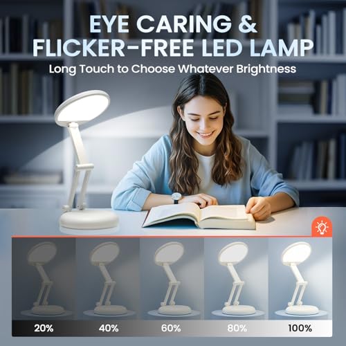 One Fire Tischlampe Kabellos, 3600mAH Schreibtischlampe LED Akku, Tragbar