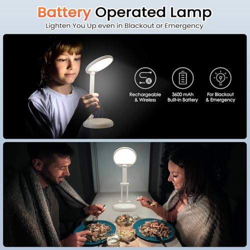One Fire Tischlampe Kabellos, 3600mAH Schreibtischlampe LED Akku, Tragbar