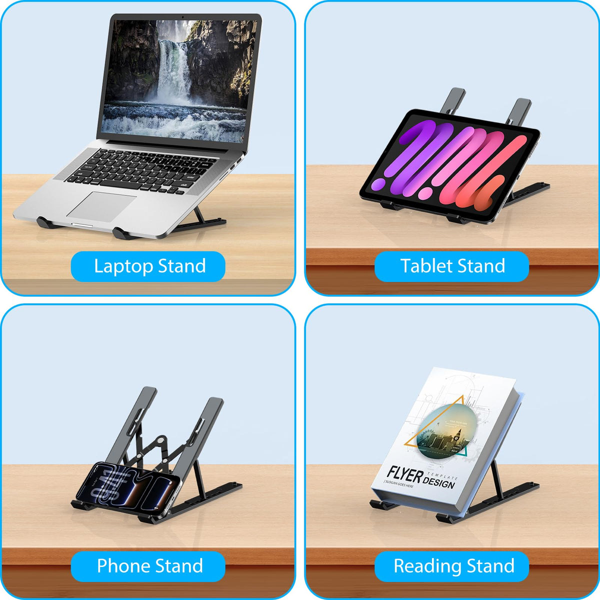 Laptop Ständer, Faltbarer Notebook Ständer, ABS+Silikon Laptopständer