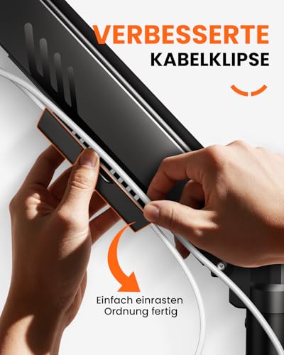 ErGear Monitor Halterung für 13-34 Zoll Bildschirme [Upgraded - Schluss mit Absacken] Monitor Arm Werkzeuglose Schnellmontage bis 9kg, Monitorhalterung mit Kabelmanagement, VESA 75 & 100 mm