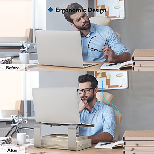 BONTEC Ergonomischer Laptop Ständer für Schreibtisch, 10-17,3 Zoll, Silber