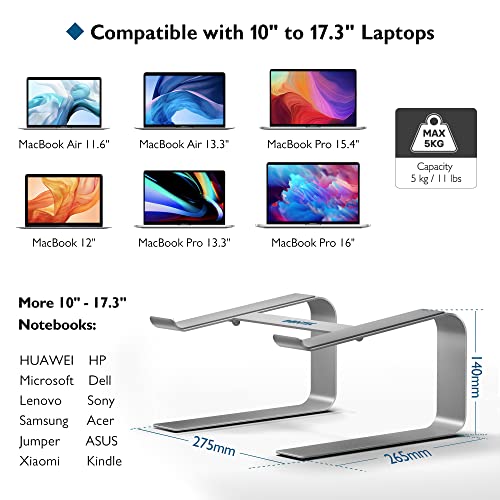 BONTEC Ergonomischer Laptop Ständer für Schreibtisch, 10-17,3 Zoll, Silber