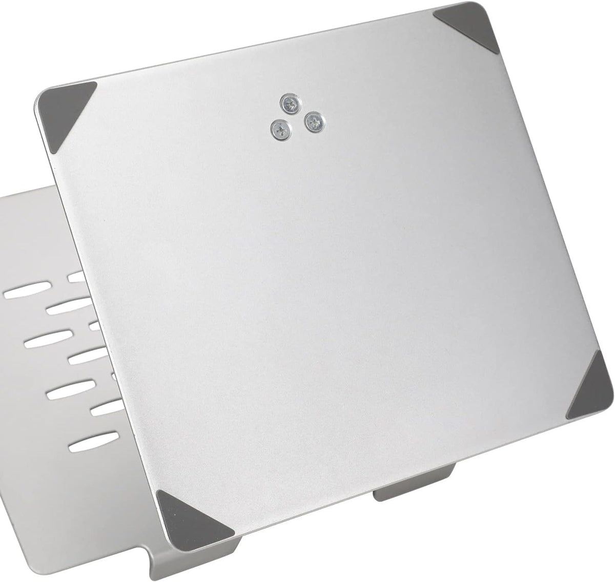 Amazon Basics Ergonomischer Laptopständer, Verstellbarer Neigungswinkel, Lüftungsöffnung, Stabile Scharniere, Passend für 10" (25,4cm) bis 17" (43,2cm) Laptops, Silber