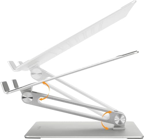 Amazon Basics Ergonomischer Laptopständer, Verstellbarer Neigungswinkel, Lüftungsöffnung, Stabile Scharniere, Passend für 10" (25,4cm) bis 17" (43,2cm) Laptops, Silber