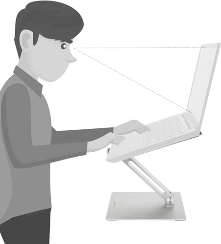 Amazon Basics Ergonomischer Laptopständer, Verstellbarer Neigungswinkel, Lüftungsöffnung, Stabile Scharniere, Passend für 10" (25,4cm) bis 17" (43,2cm) Laptops, Silber