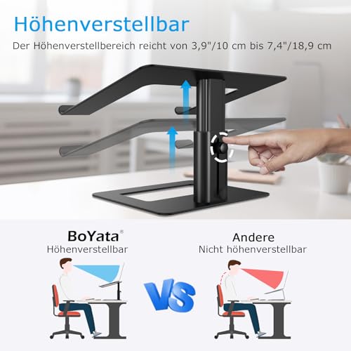 BoYata Laptop Ständer, Höhenverstellbarer Laptopständer für 11–17 Zoll