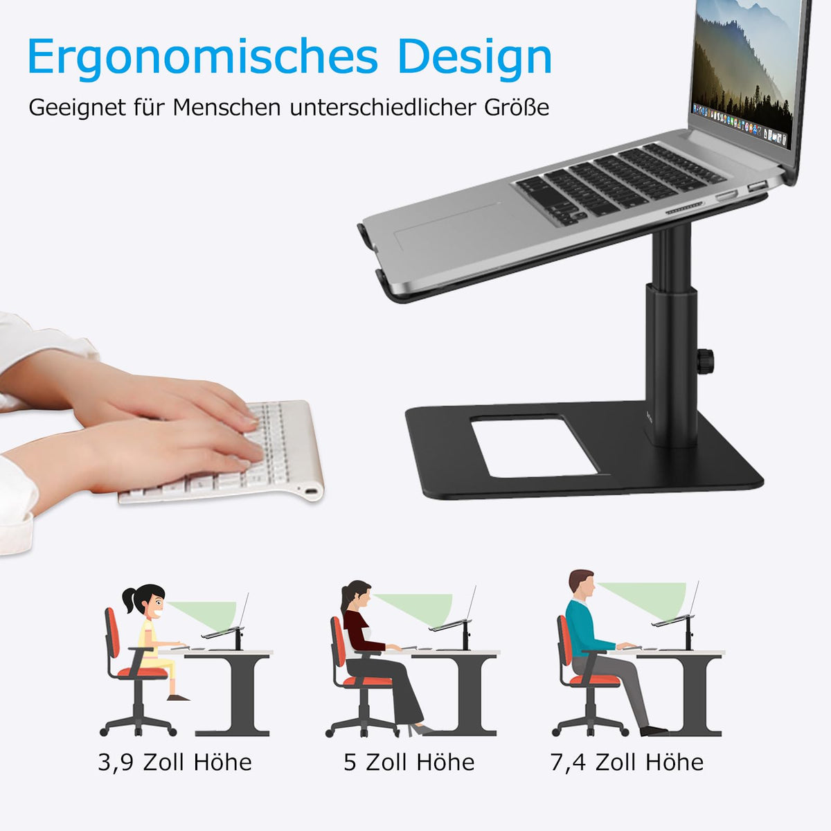 BoYata Laptop Ständer, Höhenverstellbarer Laptopständer für 11–17 Zoll