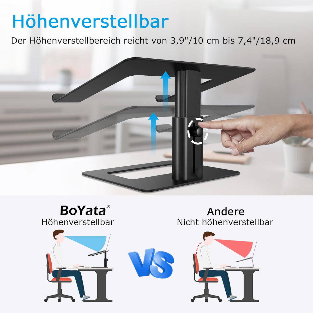 BoYata Laptop Ständer, Höhenverstellbarer Laptopständer für 11–17 Zoll